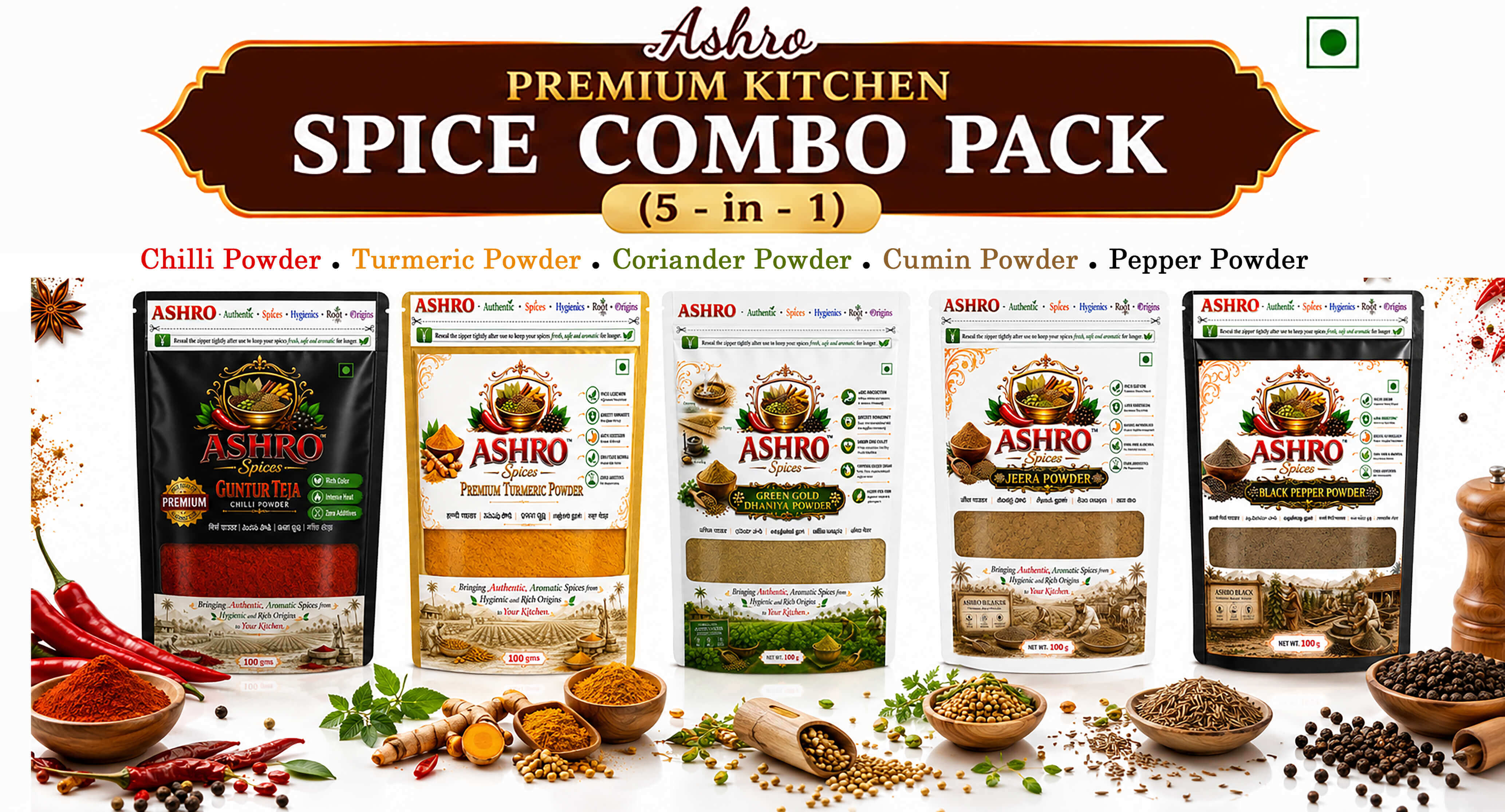ASHRO Premium Kitchn Spice Combo Pack Powder