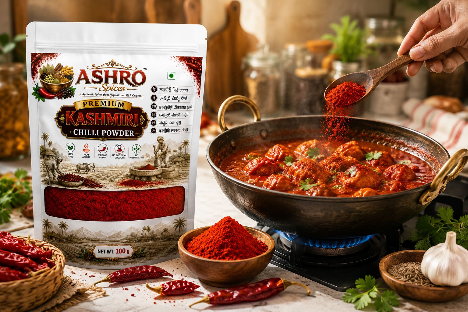 ASHRO Premium Kashmiri Red Chilli Powder