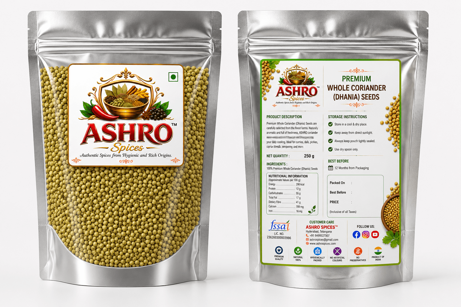 ASHRO Premium Whole Coriander(Dhania) Seeds