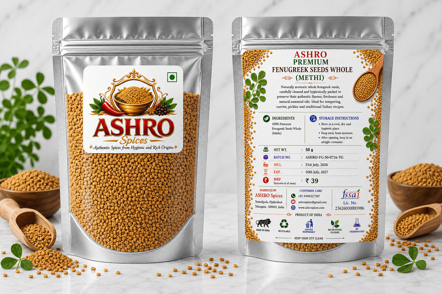 ASHRO Premium Whole Fenugreek(Methi) Seeds